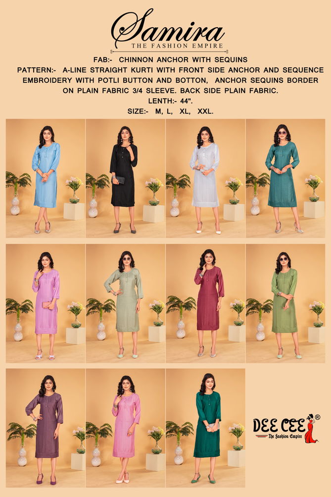 Samira By Deecee Chinon Straight Cut Kurti Suppliers In India